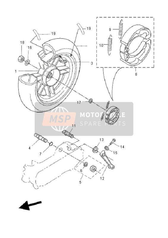 Yamaha CW50L BWS 2010 Ruota posteriore per un 2010 Yamaha CW50L BWS